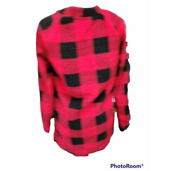 Joyland Sz S 'Blessed' Gold Sequins Red Buffalo Plaid Super Soft Plush New - Picture 4 of 7